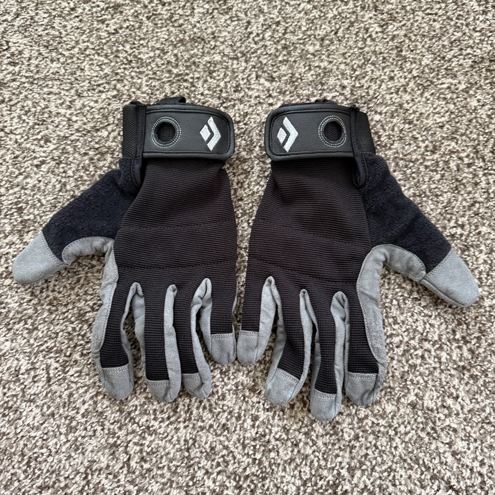 Black Diamond Crag Gloves Size Large Black Gray Scrambling Hiking OUtdoor